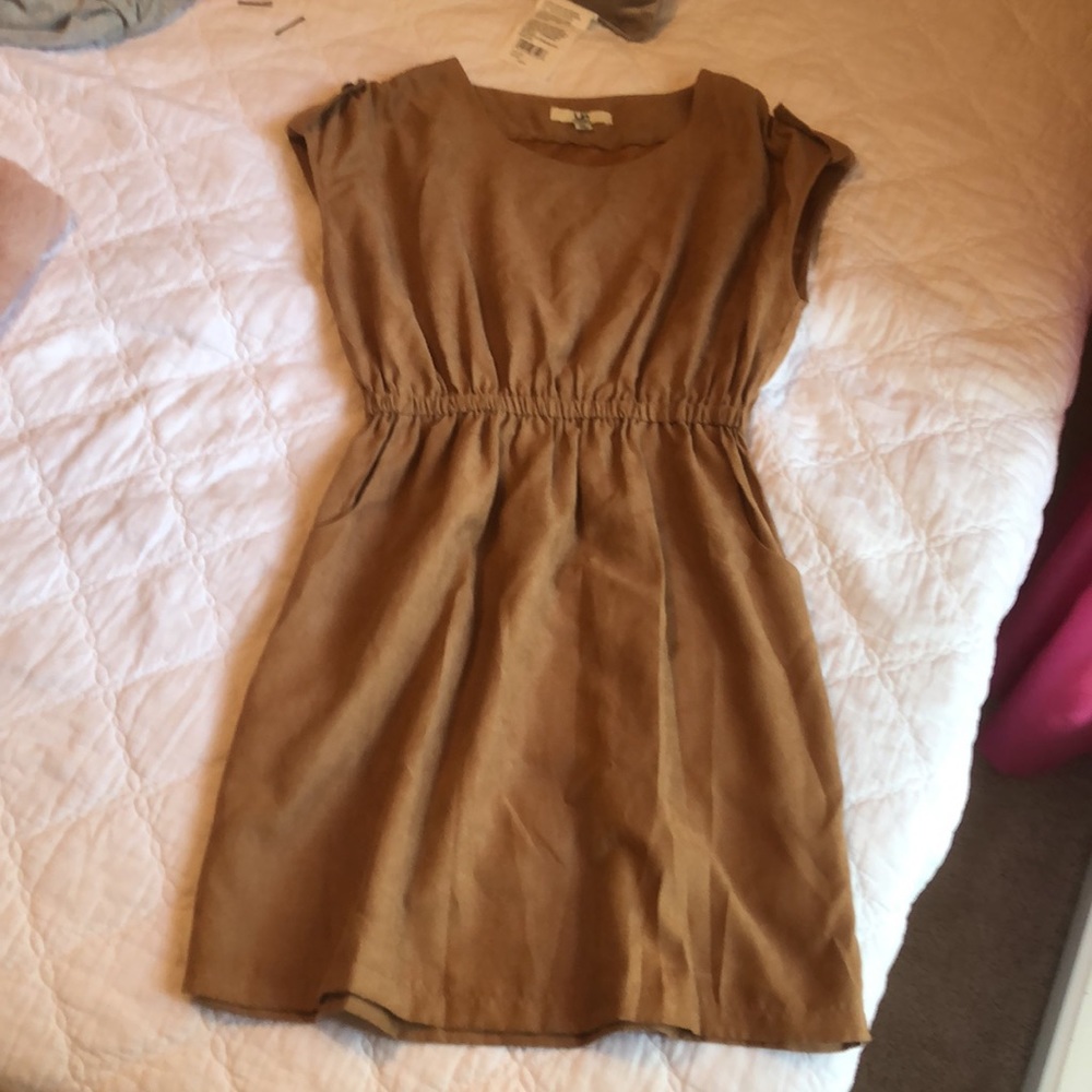 YA LOS ANGELES - Tan/Camel Suede-Like Dress